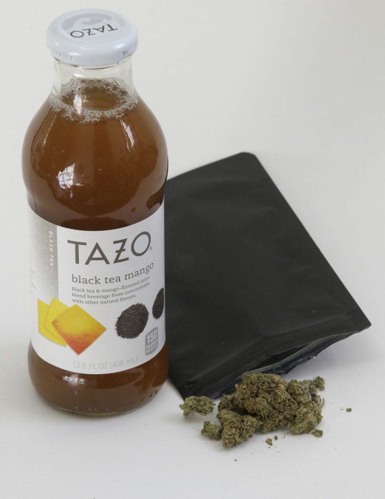 This bottle of Tazo juice cost $60 and came with a "gift" of an eighth of an ounce of marijuana.