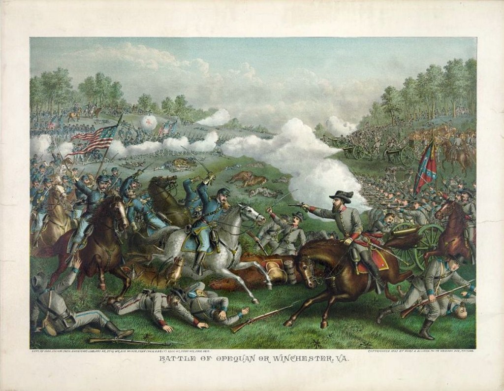 A lithograph captures the fierce fighting between Union and Confederate troops during the Third Battle of Winchester, in which over 230 Maine men were killed. Maine Monument Fund is trying to raise $2,000 to build a monument in their honor.