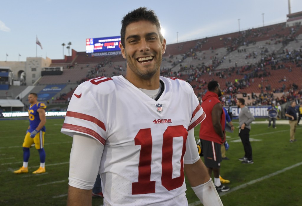 Jimmy Garoppolo, who went 5-0 as San Francisco's starting quarterback after being traded from the Patriots, is now the NFL's highest-paid player after agreeing to a contract that will pay an average of $27.5 million per year.