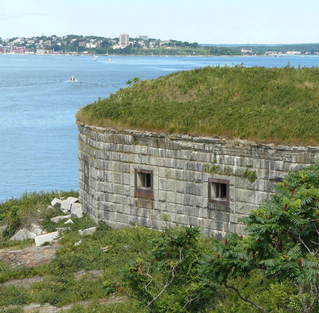 Photo shows Fort Scammel's West Bastion. Portland's Historic Preservation Board will review plans for a 21-site campground at the fort on House Island.