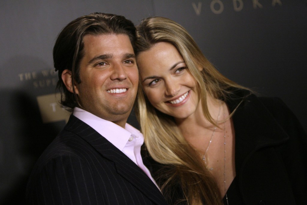 Donald Trump Jr., left, and his wife Vanessa arrive for the Trump Vodka launch party in 2007. Vanessa Trump was taken to a New York City hospital as a precaution Monday after she opened an envelope addressed to her husband that contained an unidentified white powder, police said.