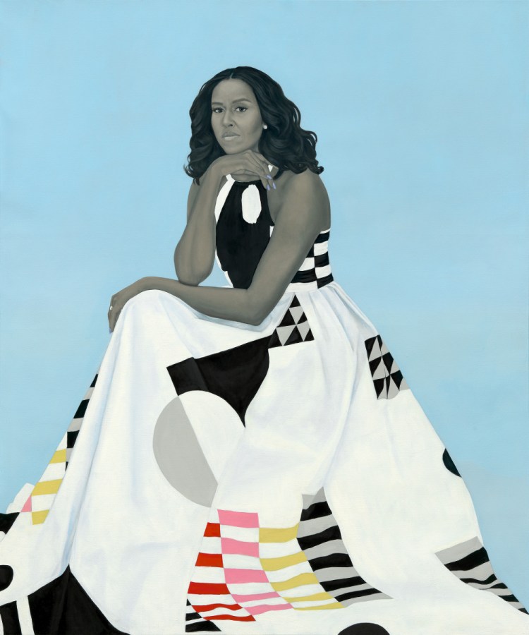 Michelle LaVaughn Robinson Obama's portrait by Amy Sherald, oil on linen, unveiled at the National Portrait Gallery in Washington.