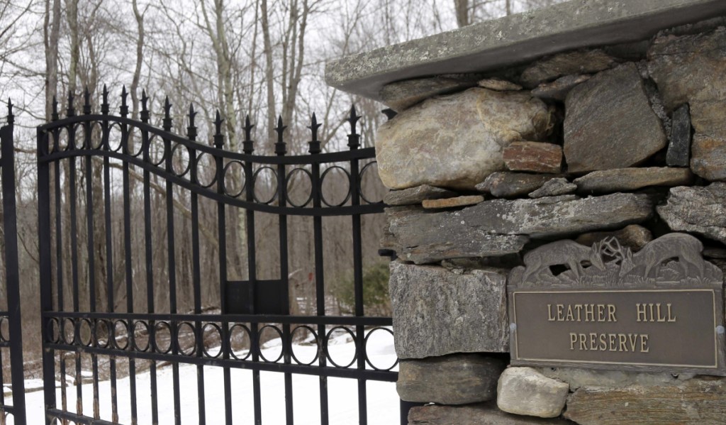 An iron gate guards the entrance to Leather Hill Preserve in Wingdale, N.Y. A company tied to Donald Trump Jr. and Eric Trump owns the 171-acre hunting preserve,