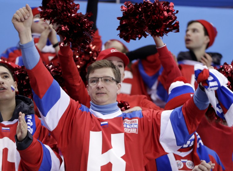 Fans can wear Russia's hockey jerseys, but the players have 'Olympic Athletes from Russia' gear.