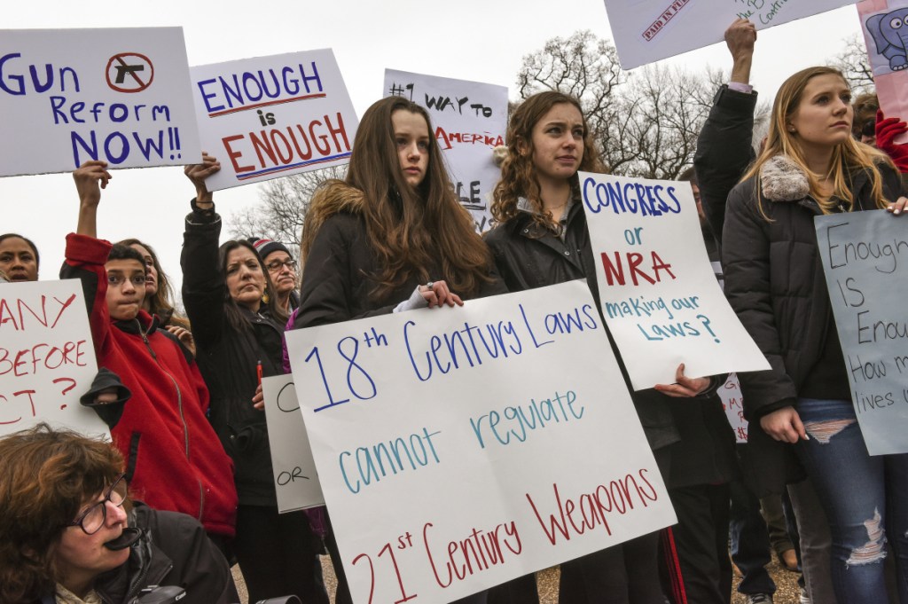 Students rally in front of the White House to call for new gun control laws Monday, in the wake of the Florida shootings.