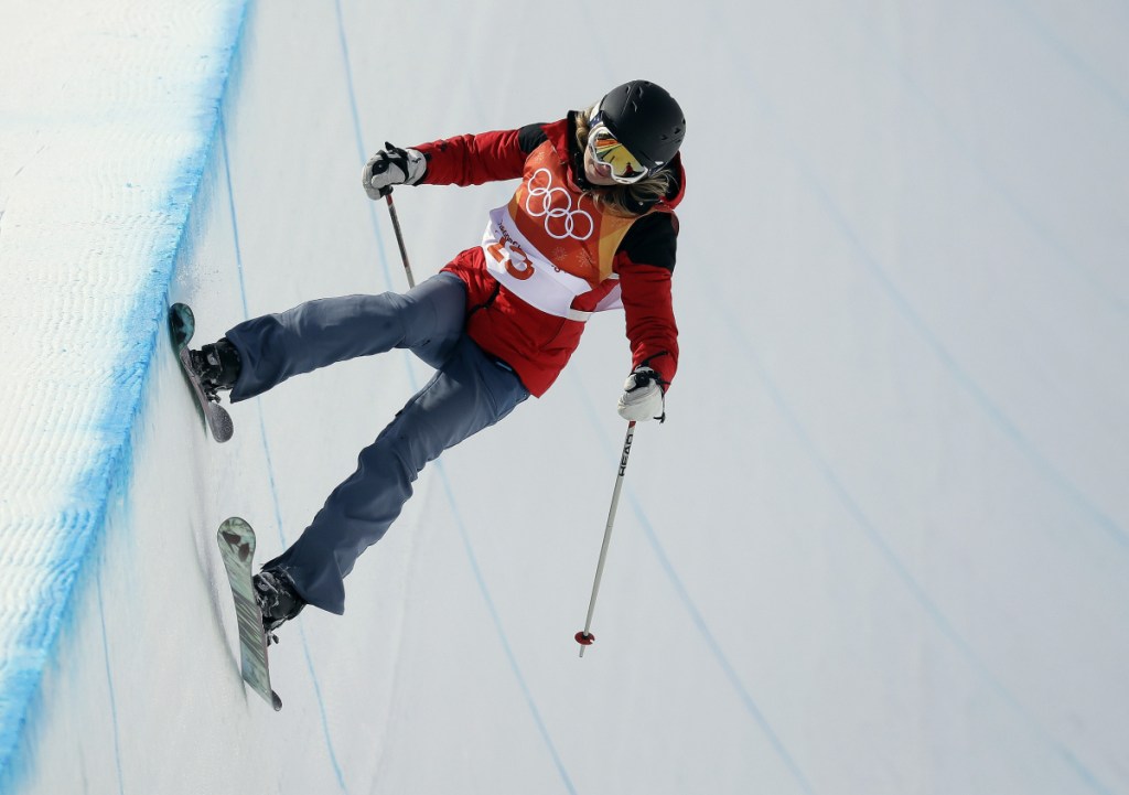 Elizabeth Marian Swaney runs the course during the women's halfpipe qualifying at Phoenix Snow Park at the 2018 Winter Olympics in Pyeongchang, South Korea on Monday.