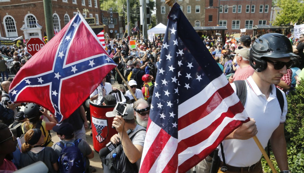 White nationalists demonstrate at a rally in Charlottesville, Va., last year.