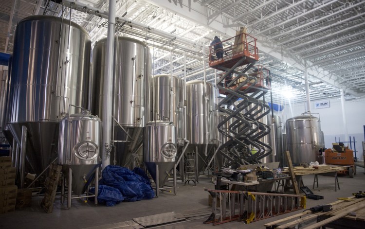 The new brewery has two fermenters that can make nearly 5,000 gallons at a time..