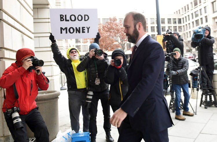 Rick Gates arrives at federal court in Washington on Friday. Gates, who was a top adviser to President Trump's 2016 campaign, pleaded guilty to federal charges of conspiracy and making false statements, in the special counsel's Russia investigation.