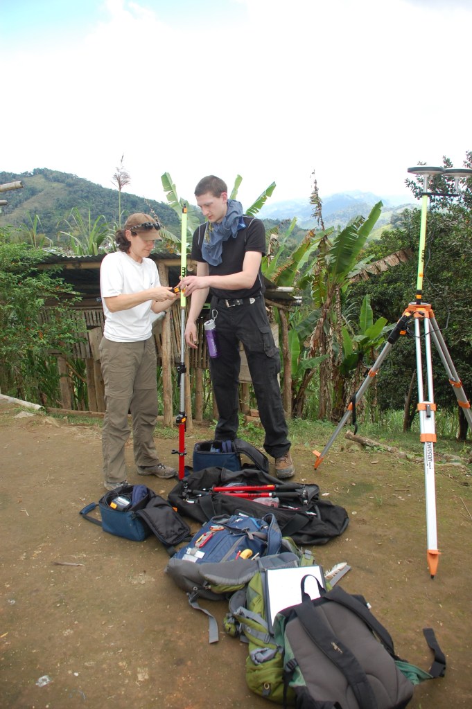 Helena Hollauer of Envirotech Associates  and Brian Nielsen of Talmage Solar Enginering, Inc., begin the surveying process for the Portland EWB chapter’s effort in El Progreso, Ecuador.