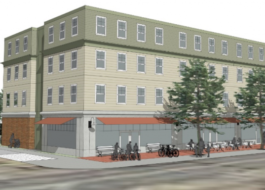 An architect's rendering of the South Portland Housing Authority's proposed building on Main Street. wants to build this 42-unit
