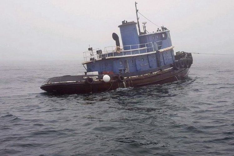 The Capt. Mackintire tugboat sank while being towed to Portland after colliding with the Helen Louise tugboat three miles off the coast of Kennebunk on Feb. 21.
