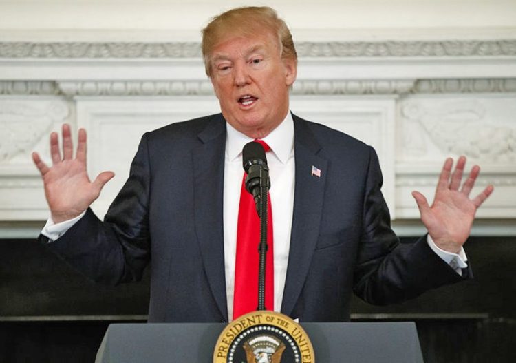 President Trump speaks during a meeting with members of the National Governors Association at  the White House Monday. Trump predicted that the powerful NRA will "do something" to respond to the escalating concern nationwide about guns.