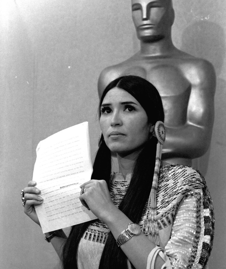 Sacheen Littlefeather declined the 1973 best actor Oscar on behalf of Marlon Brando, setting the stage for protest remarks to come.