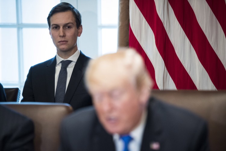 White House senior adviser Jared Kushner watches as President Donald Trump speaks during a Cabinet meeting in 2017.