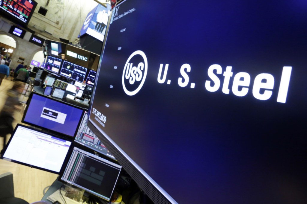 The logo for U.S. Steel appears above a trading post on the floor of the New York Stock Exchange on Friday. President Trump on Friday insisted "trade wars are good, and easy to win," a bold claim that will likely find many skeptics, including those on Wall Street and even some Republicans. (AP Photo/Richard Drew)