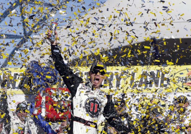 Kevin Harvick celebrates after winning a NASCAR Cup series Sunday in Las Vegas.
