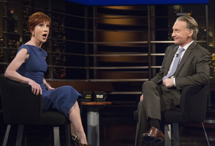 Comedian Kathy Griffin appears with Bill Maher on "Real Time With Bill Maher" in Los Angeles.