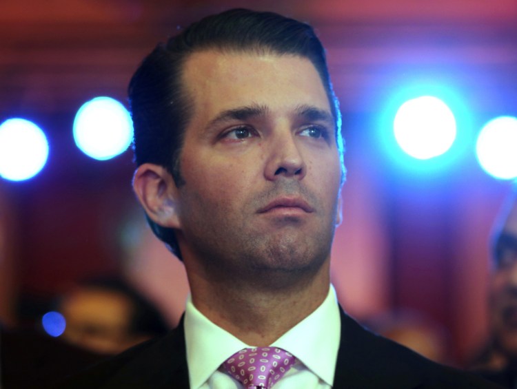 Donald Trump Jr, the eldest son of U.S. President Donald Trump, speaks at a Global Business Summit in New Delhi. Trump Jr. and Texas hedge fund manager Gentry Beach have long claimed they're just friends, but records obtained by the Associated Press show the president's eldest son and the Republican donor have a previously undisclosed business relationship.