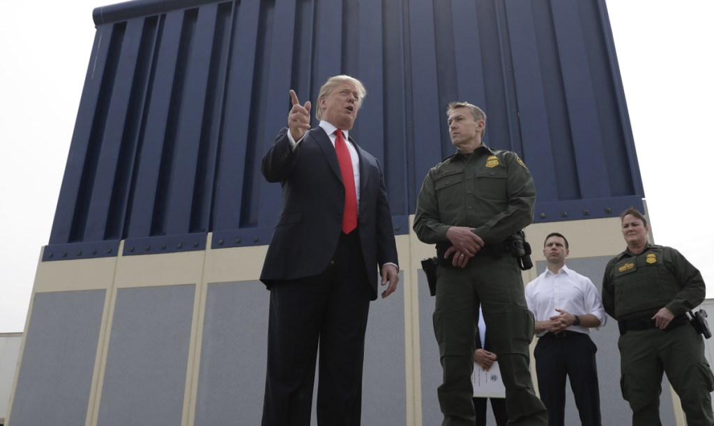 President Trump inspected eight border wall prototypes on Tuesday at Otay Mesa Port of Entry, south of San Diego. The White House has requested $18 billion for the project.