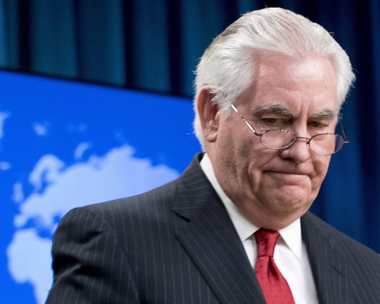 In his remarks Tuesday, outgoing Secretary of State Rex Tillerson pointedly did not thank President Trump or praise his leadership.