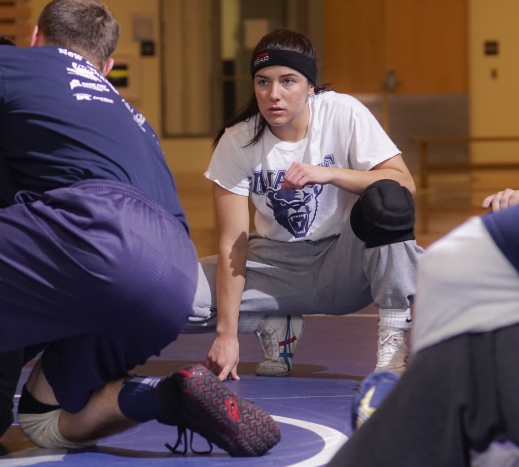 How good a wrestler is Samantha Frank, a Windham native who competes for UMaine: "She plays chess while the others play checkers," says her coach.