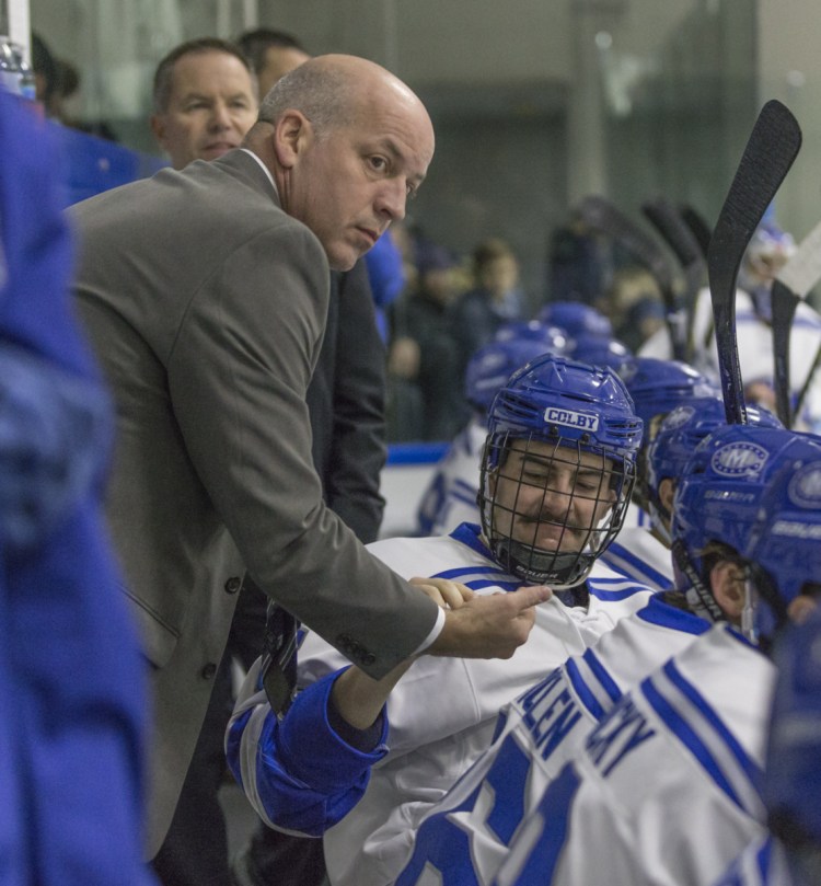 Mike Latendresse has helped the White Mules for the past five years as a part-time assistant. Colby is going to the Division III Frozen Four and Latendresse can share his experiences – as a freshman in 1993 he won a Division I hockey title with UMaine.