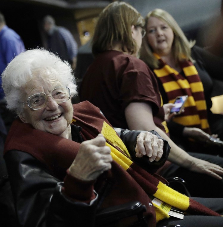 Sister Jean Dolores Schmidt, the 98-year-old chaplain for the Loyola men's basketball team, watched her team continue its who-would-have-guessed-it streak of wins Thursday night.