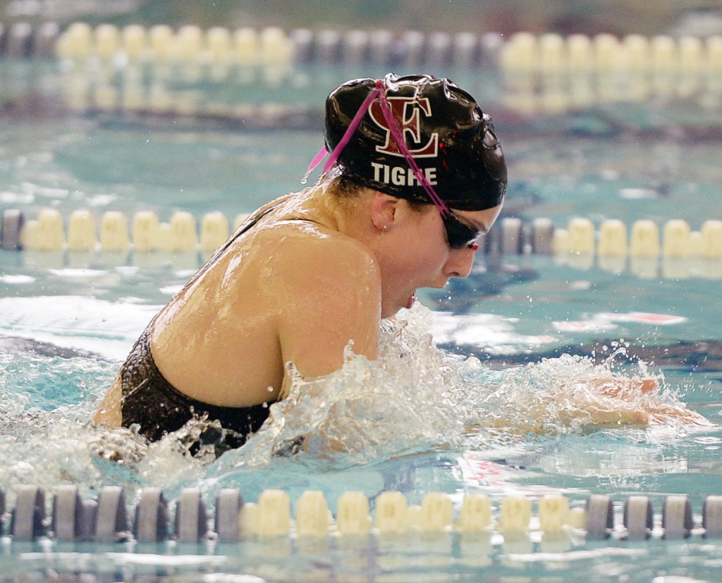 Olivia Tighe of Cape Elizabeth has been the Performer of the Meet each of the last two years while leading her team to back-to-back Class B girls' swimming championships.