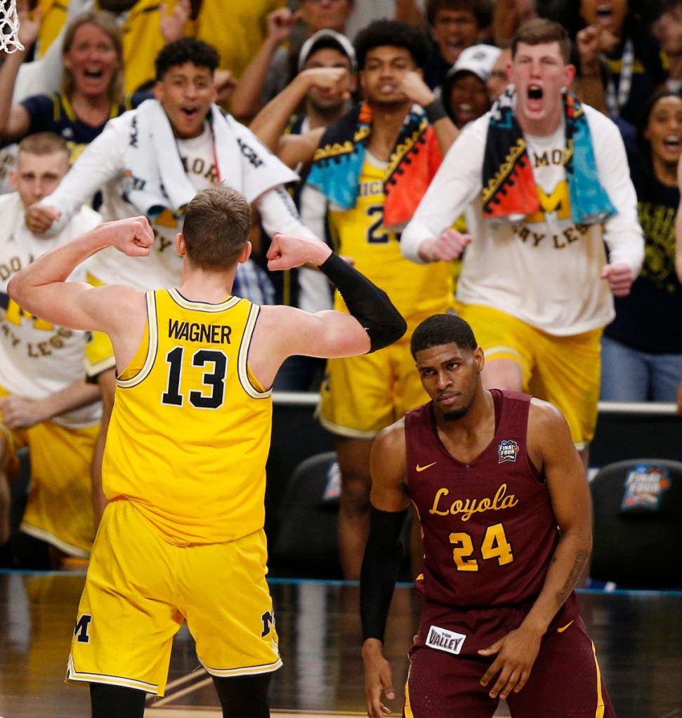 It was a strong comeback and Moe Wagner was at the center of it Saturday, finishing with 24 points and 15 rebounds as Michigan rallied to a 69-57 victory over Aundre Jackson and Loyola in the national semifinals.