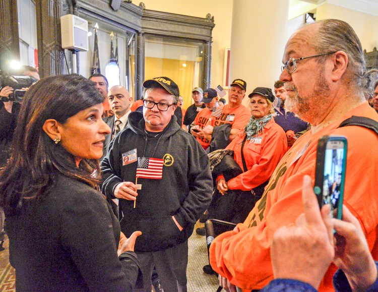 Before addressing a gun-control rally Thursday, House Speaker Sara Gideon, D-Freeport, invites counter-demonstrators to meet with her in her office afterward.