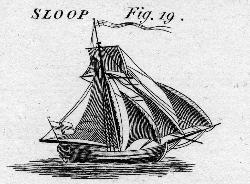 This image from Howard's Encyclopedia of 1788 shows a fully rigged colonial sloop, the type of vessel that wrecked long ago on Short Sands beach in York and was exposed by last week's storm.