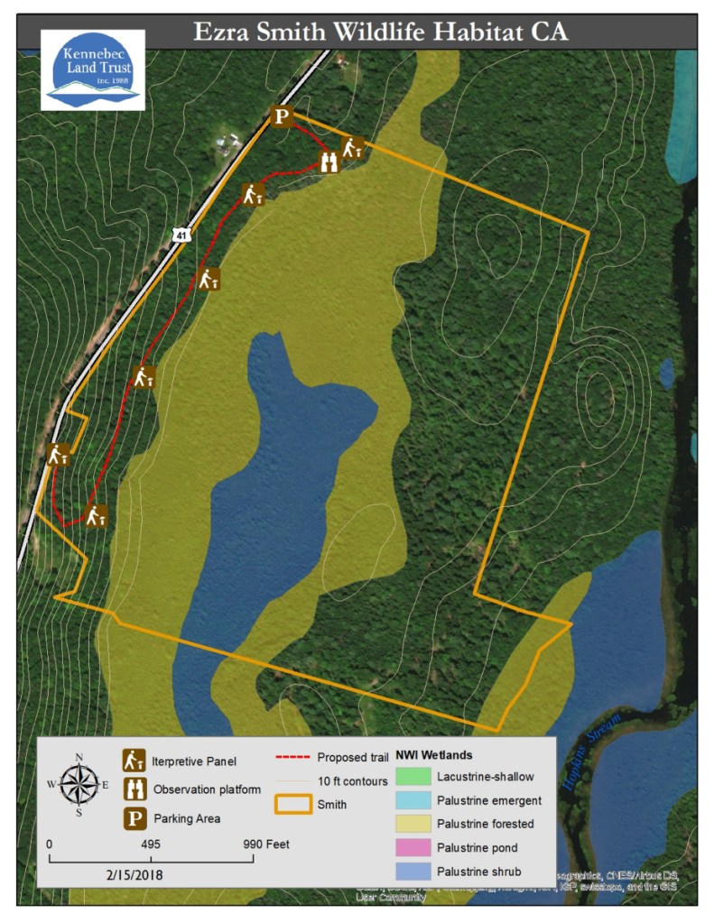 A map of the Ezra Smith Wildlife Conservation Area.