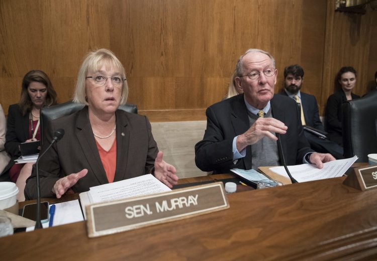 Sen. Patty Murray, D-Wash., the ranking member of the Senate Health, Education, Labor, and Pensions Committee, shown in October, said a late Republican effort to add abortion funding restrictions to a health insurance stabilization bill is “partisan” and comes as a surprise after months of negotiations. 