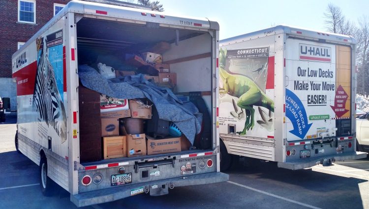 Police say they seized enough stolen items from the home of a Thomaston man to fill two U-Haul trucks on Monday.