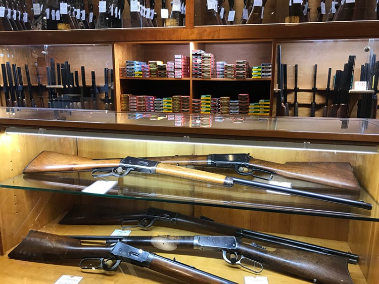 L.L. Bean sells a wide variety of hunting rifles, shotguns and ammunition at its flagship store in Freeport. 