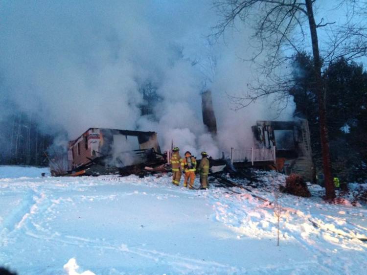A home on Island View Drive in Greene was destroyed by fire early Sunday.