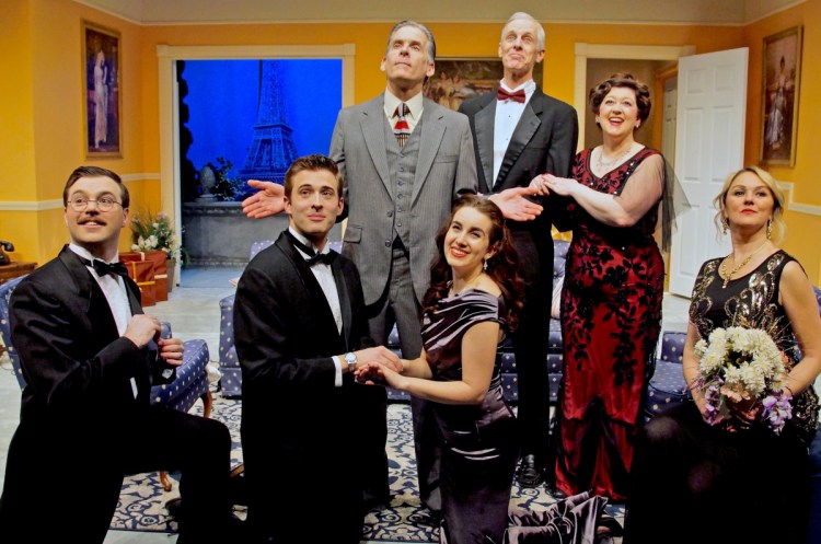 The cast of Ken Ludwig's "A Comedy of Tenors" includes, from left, Jared Mongeau as Max, John Lanham, Paul Haley as Saunders, Hannah Daly as Mimi, Steve Underwood as Tito, Grace Bauer as Maira and Kathleen Kimball as Racon.