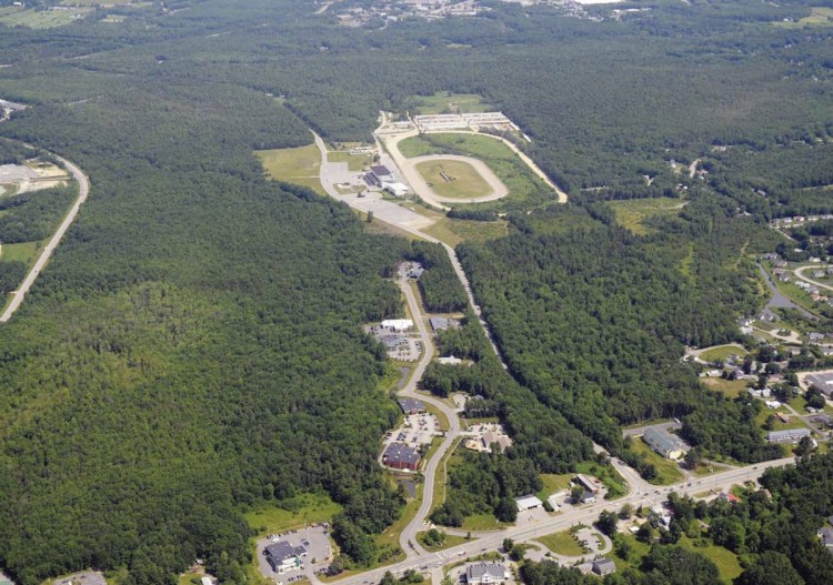 Developers plan to build housing, retail businesses and a town center at the 500-acre Scarborough Downs site, seen here with Route 1 at the bottom.