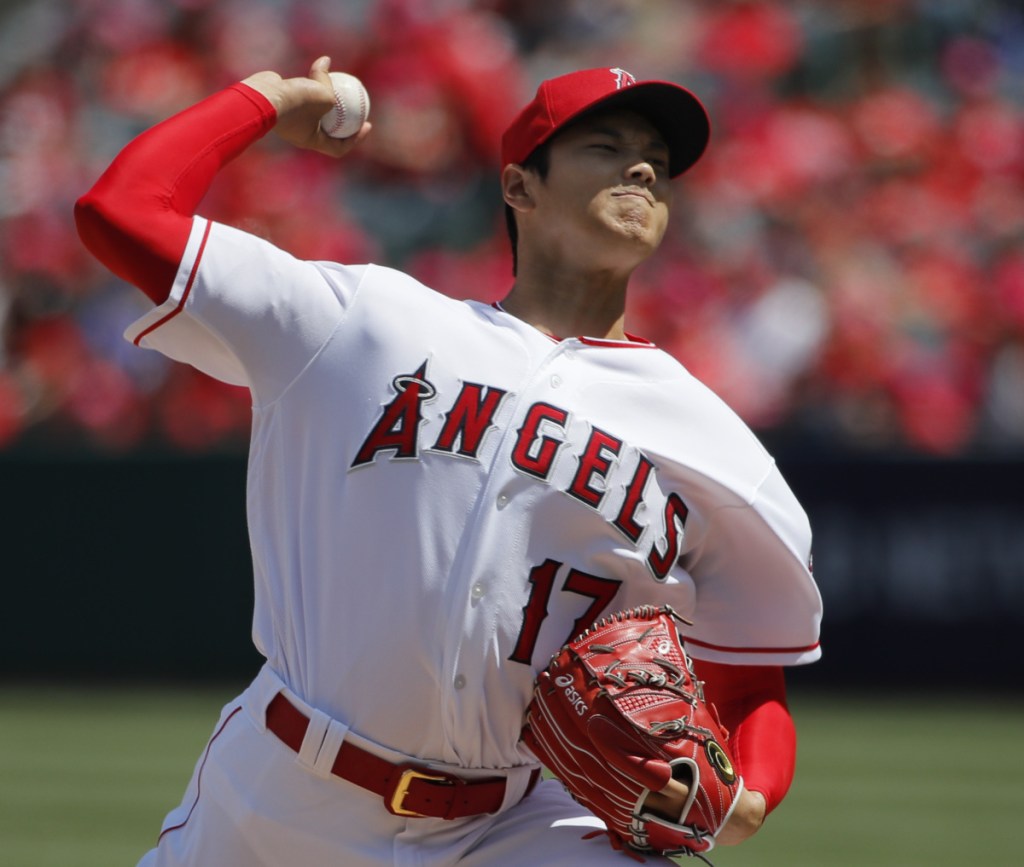 Shohei Ohtani of the Los Angeles Angels allowed no baserunners through six innings and one hit in seven innings.