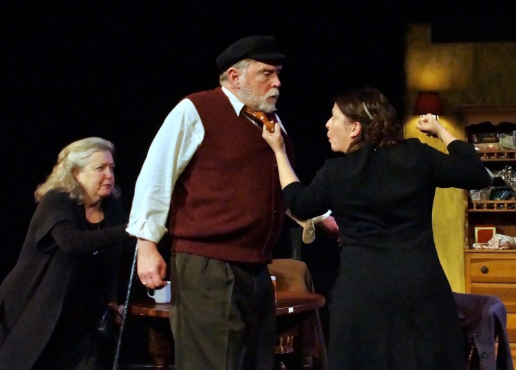 Maureen Butler as Aoife Muldoon, Tony Reilly as Tony Reilly, and Janice Gardner as Aoife's daughter, Rosemary, in "Outside Mullingar."