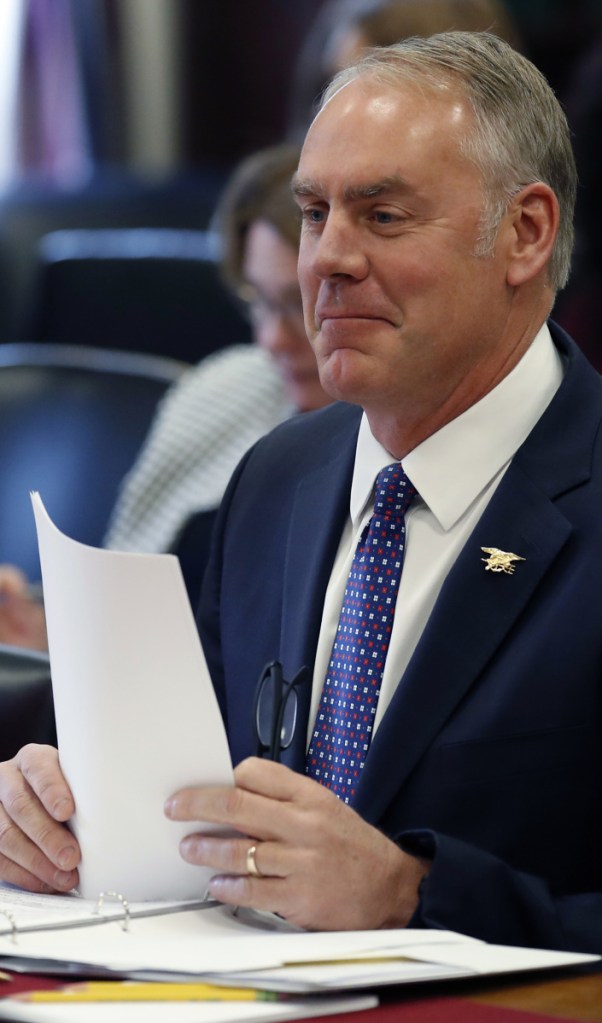 Interior Secretary Ryan Zinke testifies Wednesday before a House subcommittee. Maine Rep. Chellie Pingree said he'd "made a lot of good arguments about why Maine should be exempted" from offshore oil and gas exploration.