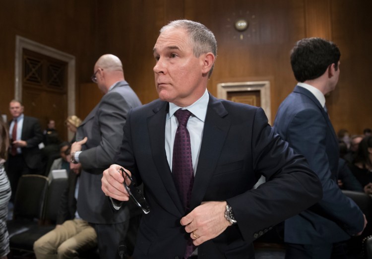 EPA  Administrator-designate, Oklahoma Attorney General Scott Pruitt on Capitol Hill at his confirmation hearing in 2017.