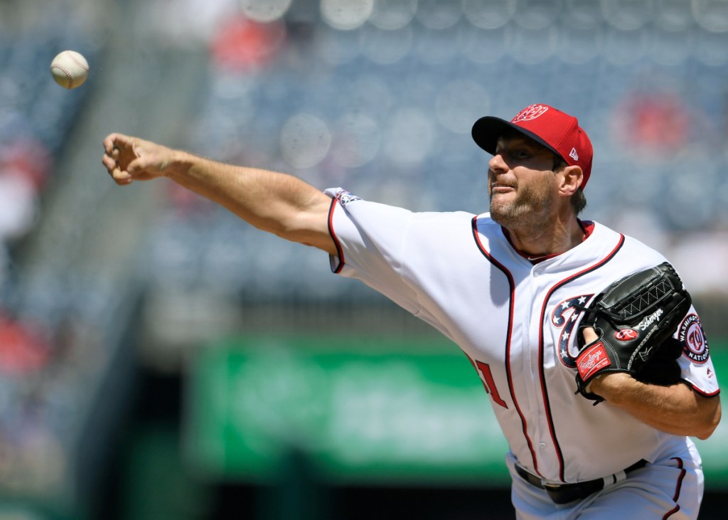 Max Scherzer continued his strong start to the season Saturday for the Washington Nationals, striking out at least 10 for the third time in his four starts in a 6-2 victory against Colorado.