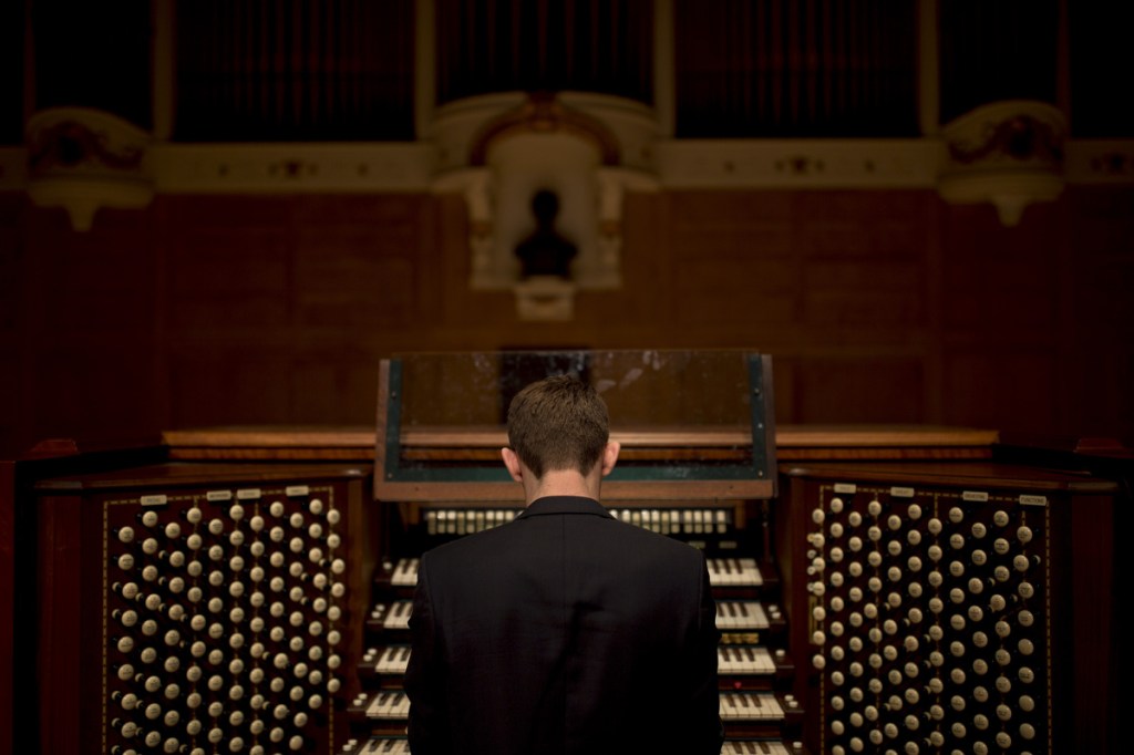 James Kennerley listened to recordings of the Kotzschmar organ in Portland while he was growing up in England. Staff photo by Brianna Soukup