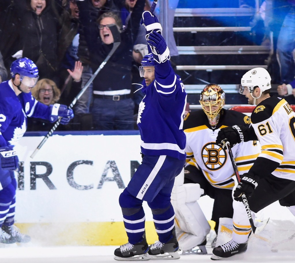 The return home rejuvenated the Maple Leafs Monday night as Patrick Marleau scored two times in a 4-2 win over the Bruins. The Bruins lead the series 2-1, with Game 4 Thursday night in Toronto.