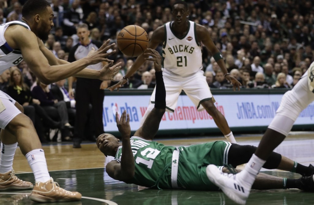 Terry Rozier had five turnovers, four in the first quarter, and the Celtics struggle to get going in Game 3 of their first round series against Milwaukee on Friday. The Bucks started fast and cut Boston's series lead to 2-1.