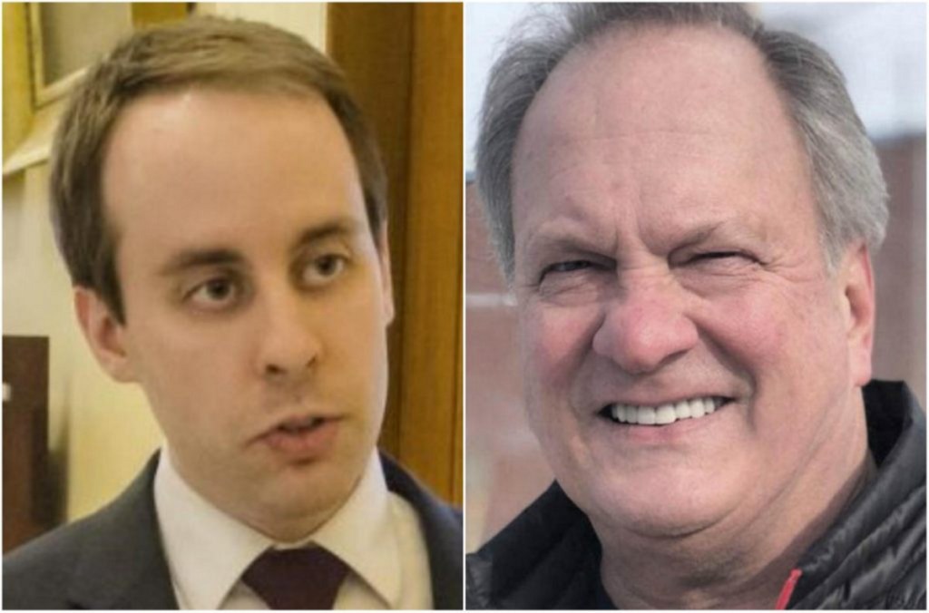 State Sen. Eric Brakey, left, was first to question the nominating papers of Max Linn, his GOP primary rival in the bid to challenge Sen. Angus King.
