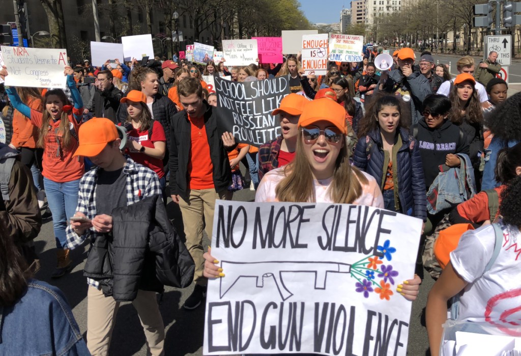 Students calling for an end to gun violence walked out of school Friday in Washington, D.C., and in other places.