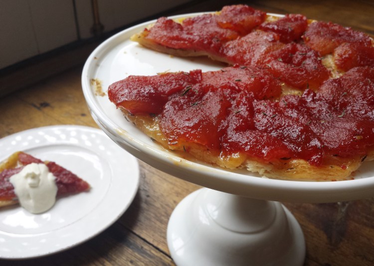 This recipe for Frozen Tomato Tarte Tatin works equally well with fresh plum tomatoes.